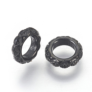 304 Stainless Steel Beads, Large Hole Beads, Ring, Gunmetal, 8.5x2.5mm, Hole: 5mm(STAS-E446-11B)