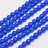 Natural & Dyed Malaysia Jade Bead Strands, Round, Blue, 8mm, Hole: 1.0mm, about 48pcs/strand, 15 inch(G-A146-8mm-A21)