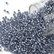 TOHO Round Seed Beads, Japanese Seed Beads, (1008) Silver Lined Sapphire Semi Matte, 11/0, 2.2mm, Hole: 0.8mm, about 1110pcs/bottle, 10g/bottle(SEED-JPTR11-1008)