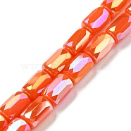 Glass Beads Strands, AB Color Plated, Faceted Column, Orange Red, 6x4mm, Hole: 0.8mm, about 80pcs/strand, 20.08''~20.47''(51~52cm)(EGLA-P052-03C-04)