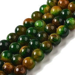 Natural Agate Beads Strands, Dyed & Heated, Round, Dark Green, 10mm, Hole: 1.2mm, about 38pcs/strand, 14.96''(38cm)(G-P516-A01-A12)
