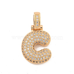 Brass Micro Pave Clear Cubic Zirconia Pendants, Real 18K Gold Plated, Letter C, 31x17x5mm, Hole: 3x6mm(KK-B099-01G-C)