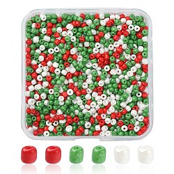 55.5G 3 Colors Baking Paint Glass Seed Beads, Opaque Colours Luster, Round, for Christmas, Mixed Color, 3~3.5x2mm, Hole: 1~1.2mm, 18.5g/color(SEED-YW0002-27)