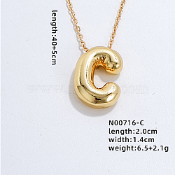 Stainless Steel Party Balloon Letter Pendant Cable Chain Necklaces for Women, Golden, Letter C, 15.75 inch(40cm)(YF1942-3)