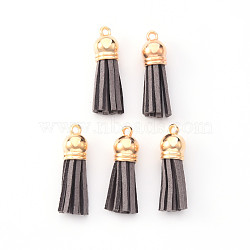Faux Suede Tassel Pendant Decorations, with CCB Plastic Cord Ends, Light Gold, 33~35x10mm, Hole: 2.5mm(X-FIND-R095-009LG)
