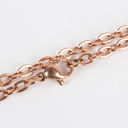 304 Stainless Steel Cable Chain for Necklace Making, with Lobster Claw Clasps, PVD Vacuum Plating, Rose Gold, 23.6 inch(59.9cm)(STAS-P045-03RG)