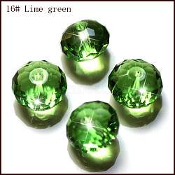 K9 Glass, Imitation Austrian Crystal Beads, Grade AAA, Faceted, Rondelle, Light Green, 10x7mm, Hole: 0.9~1mm(SWAR-F068-8x10mm-16)