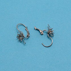304 Stainless Steel Leverback Earring Cabochon Setting Findings, Stainless Steel Color, Tray: 4.2mm, 21x10.5x13mm, Pin: 0.7mm, Hole: 1.5mm(STAS-WH0027-15C)