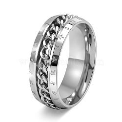 Rotatable Stainless Steel Finger Ring, Viking Runes for Men's, Stainless Steel Color, US Size 8(18.1mm)(PW-WG0C89D-03)