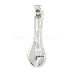 Non-Tarnish 304 Stainless Steel Pendants, Wrench Charm, Stainless Steel Color, 46.5x14.5x3mm, Hole: 7.5x5mm(STAS-C102-08P)