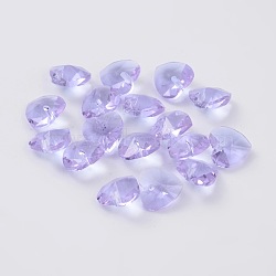 Romantic Valentines Ideas Glass Charms, Faceted Heart Charm, Lilac, 10x10x5mm, Hole: 1mm(X-G030V10mm-04)