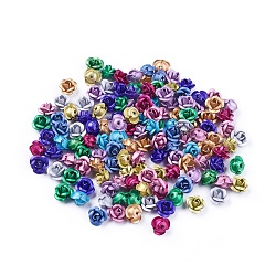 Aluminum Beads, Frosted, Long-Lasting Plated, 3-Petal Flower, Mixed Color, 6x4.5mm, Hole: 0.8mm(X-FALUM-T001-02A-M)