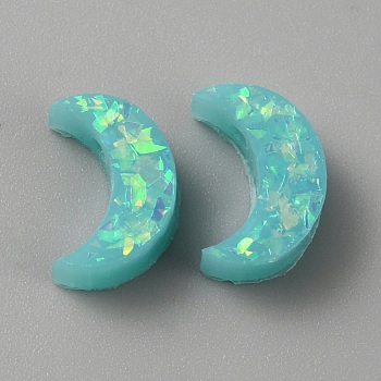Resin Imitation Opal Beads, Moon, Light Sea Green, 10.5x7x4mm, Hole: 1.5mm