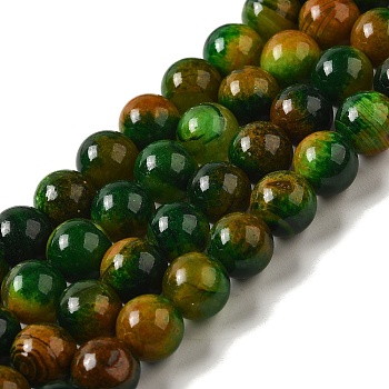Natural Agate Beads Strands, Dyed & Heated, Round, Dark Green, 10mm, Hole: 1.2mm, about 38pcs/strand, 14.96''(38cm)