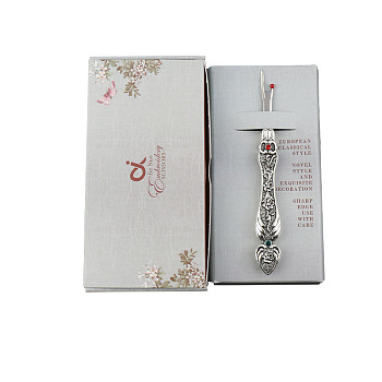 Zinc Alloy Handle Steel Seam Rippers, Sewing Tools, Flower Pattern, Antique Silver, 130x70x20mm, Rippers: 115mm
