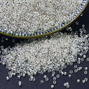 MIYUKI Delica Beads Small, Cylinder, Japanese Seed Beads, 15/0, (DBS0041) Silverlined Crystal, 1.1x1.3mm, Hole: 0.7mm, about 175000pcs/bag, 50g/bag