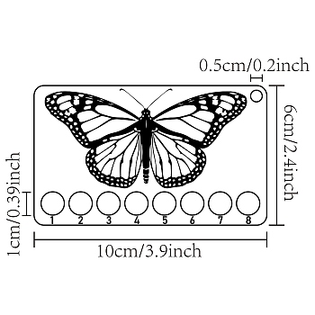  8-Position Wood Embroidery Thread Storage Trays, Laser Cut Thread Spool Organizer Holder, with Swivel Clasp, Butterfly, 100x60x3mm, Hole: 10mm