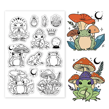 PVC Plastic Stamps, for DIY Scrapbooking, Photo Album Decorative, Cards Making, Stamp Sheets, Frog Pattern, 16x11x0.3cm