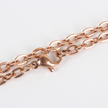 304 Stainless Steel Cable Chain for Necklace Making, with Lobster Claw Clasps, Vacuum Plating, Rose Gold, 23.6 inch(59.9cm)