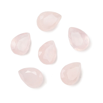 Natural Rose Quartz Cabochons, Teardrop, Faceted, 8x6x3.5mm