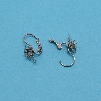 304 Stainless Steel Leverback Earring Cabochon Setting Findings, Stainless Steel Color, Tray: 4.2mm, 21x10.5x13mm, Pin: 0.7mm, Hole: 1.5mm