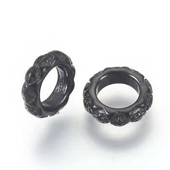 304 Stainless Steel Beads, Large Hole Beads, Ring, Gunmetal, 8.5x2.5mm, Hole: 5mm