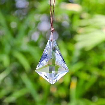 Kite K9 Glass Flower Suncatchers for Garden Outdoor Hanging Decorations, Hanging Ornaments, Clear, 50x35mm