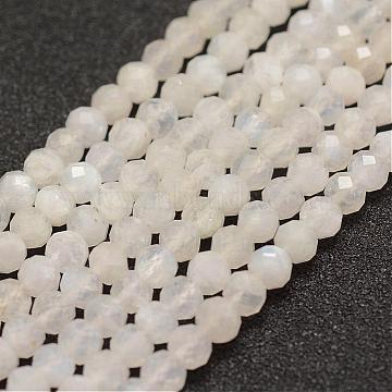 Natural Moonstone Beads  Strands, Faceted, Round, 4mm, Hole: 1mm; about 86~100pcs/strand, 15.1~15.5 inches(38.5~39.5cm)(G-F460-23)