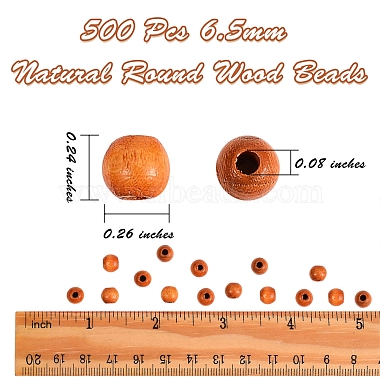 Cuentas de madera de pacana natural 500pcs(WOOD-SZ0001-20A)-2