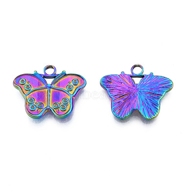Rainbow Color Butterfly 304 Stainless Steel Pendants