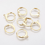 304 Stainless Steel Leverback Earring Findings, with Loop, Real 18K Gold Plated, 14.5x12x2mm, Hole: 1.2mm(STAS-F141-02G)