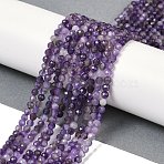 Natural Amethyst Beads Strands, Faceted, Round, 3.9~4.5mm, Hole: 0.7mm, about 95~96pcs/strand, 14.96"~15.35"(38~39cm)(G-A252-A03-01)