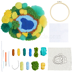 DIY Coaster Punch Needle Embroidery Starter Kits for Beginners, Included Embroidery Hoops & Thread & Needle, Fabric, Green, 248x240x0.8mm(DIY-WH20095-003A)