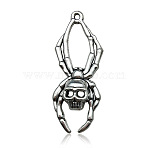 Halloween Theme Tibetan Style Alloy Pendants, Antique Silver, Spider, 38x14mm(HAWE-PW0001-073E)