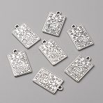 Zinc Tibetan Style Alloy Pendants, Antique Silver, Rectangle with Tarot Cards Pattern, The Star XVII, 23x14x1.5mm, Hole: 1.8mm(FIND-WH0116-78AS-01)