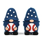 Silicone Beads, Focal Beads, Baseball Theme, Blue, Gnome, 30.5x19.5x17mm, Hole: 2mm(SL-CBA56D7-03B)
