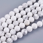 Natural Howlite Beads Strands, Round, 8mm, Hole: 1mm,  about 45~47pcs/strand, 15 inch(G-I107-8mm)