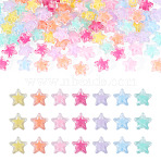 100Pcs Transparent Acrylic Beads, Bead in Bead, Star, Mixed Color, 15x16x9mm, Hole: 3mm(OACR-TADJ0001-24)
