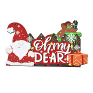 Wood Pendant Ornament, Xmas Door Sign, Christmas Theme, Santa Claus, Red, 180x109x3.5mm, Hole: 4mm(WOOD-N005-66B)