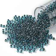 TOHO Round Seed Beads, Japanese Seed Beads, (748) Copper Lined Light Aqua, 8/0, 3mm, Hole: 1mm, about 222pcs/10g(X-SEED-TR08-0748)