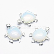 Opalite Pendant, with Alloy Findings, Tortoise, Platinum, 38x30.5x8.2mm, Hole: 3x4.5mm(X-G-G759-B06)