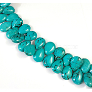 Natural Magnesite Beads Strands, Top Drilled Beads, Dyed, Teardrop, Dark Turquoise, 17~18x13x6~7mm, Hole: 1mm, about 51pcs/strand, 14.9 inch(TURQ-K003-28B)