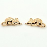 Alloy Animal Mouse Rat Charms Pendants, Rose Gold, 18x8x3mm, Hole: 3x1mm(PALLOY-M031-08RG)