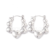 304 Stainless Steel Heart Chunky Hoop Earrings for Women, Stainless Steel Color, 25x20.5x3mm, Pin: 0.6mm(EJEW-I267-09P)