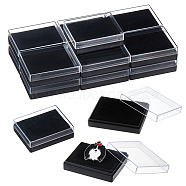 Plastic Badge Storage Box, Badge Gift Case with Trays Inside, Rectangle, Black, 4.2x5.35x1.55cm(CON-WH0086-121E)