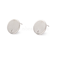 Non-Tarnish 201 Stainless Steel Stud Earring Findings, with 316 Surgical Stainless Steel Pins and Hole, Flat Round, Stainless Steel Color, 12mm, Hole: 1.5mm, Pin: 0.7mm(STAS-P308-09B-P)