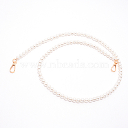 White Acrylic Round Beads Bag Handles, with Zinc Alloy Swivel Clasps and Steel Wire, for Bag Replacement Accessories, Light Gold, 100cm(FIND-TAC0006-21D-01)