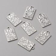 Zinc Tibetan Style Alloy Pendants, Antique Silver, Rectangle with Tarot Cards Pattern, The Star XVII, 23x14x1.5mm, Hole: 1.8mm(FIND-WH0116-78AS-01)