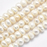 Natural Cultured Freshwater Pearl Beads Strands, Potato, Beige, 5~6x4~5mm, Hole: 0.8mm, about 84pcs/strand, 13.5 inch(34.2cm)(X-PEAR-F007-50)