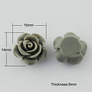 Resin Cabochons, Flower, Dark Gray, 14x15x6mm(CRES-B2026-A89)